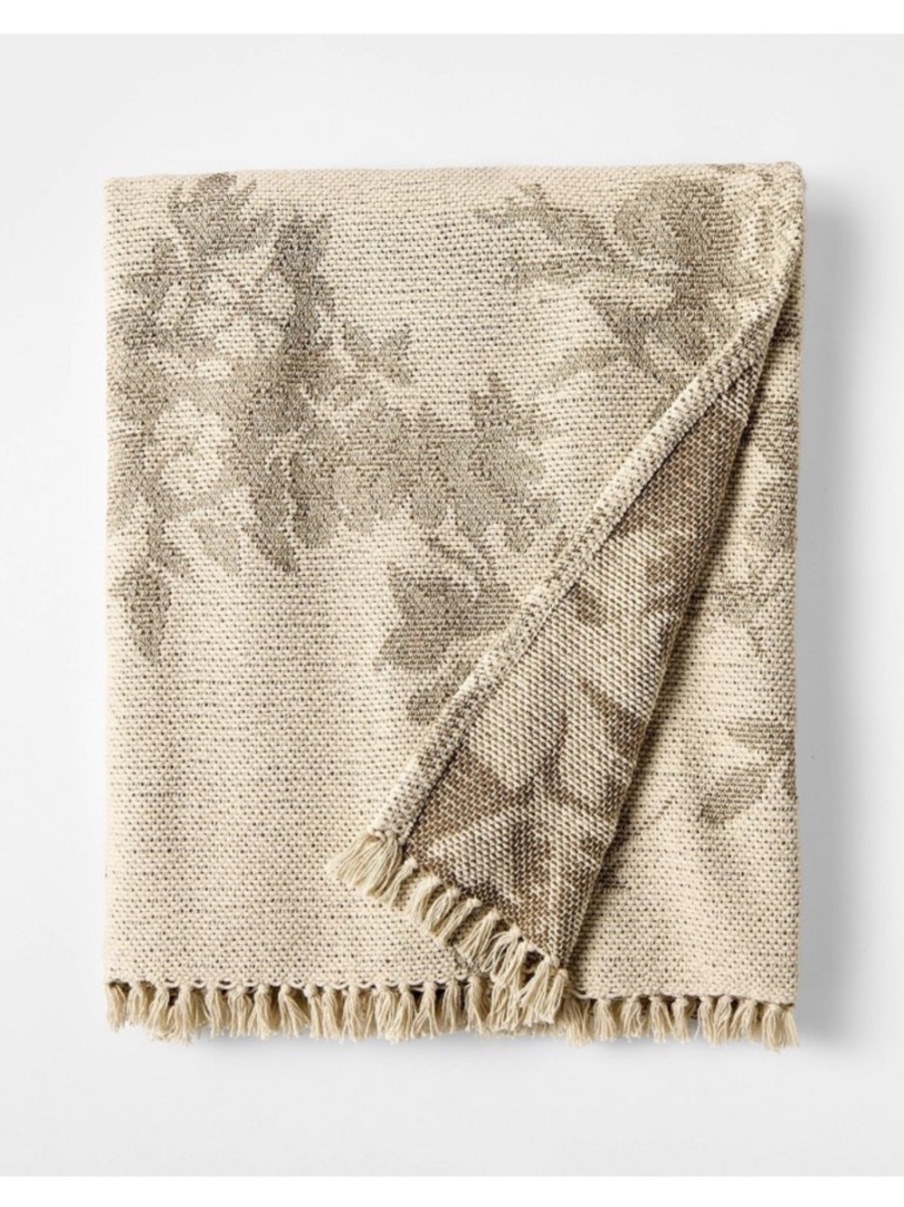 Threshold X Studio Mcgee Woven Floral and Leaves Pattern Throw with Fringe
